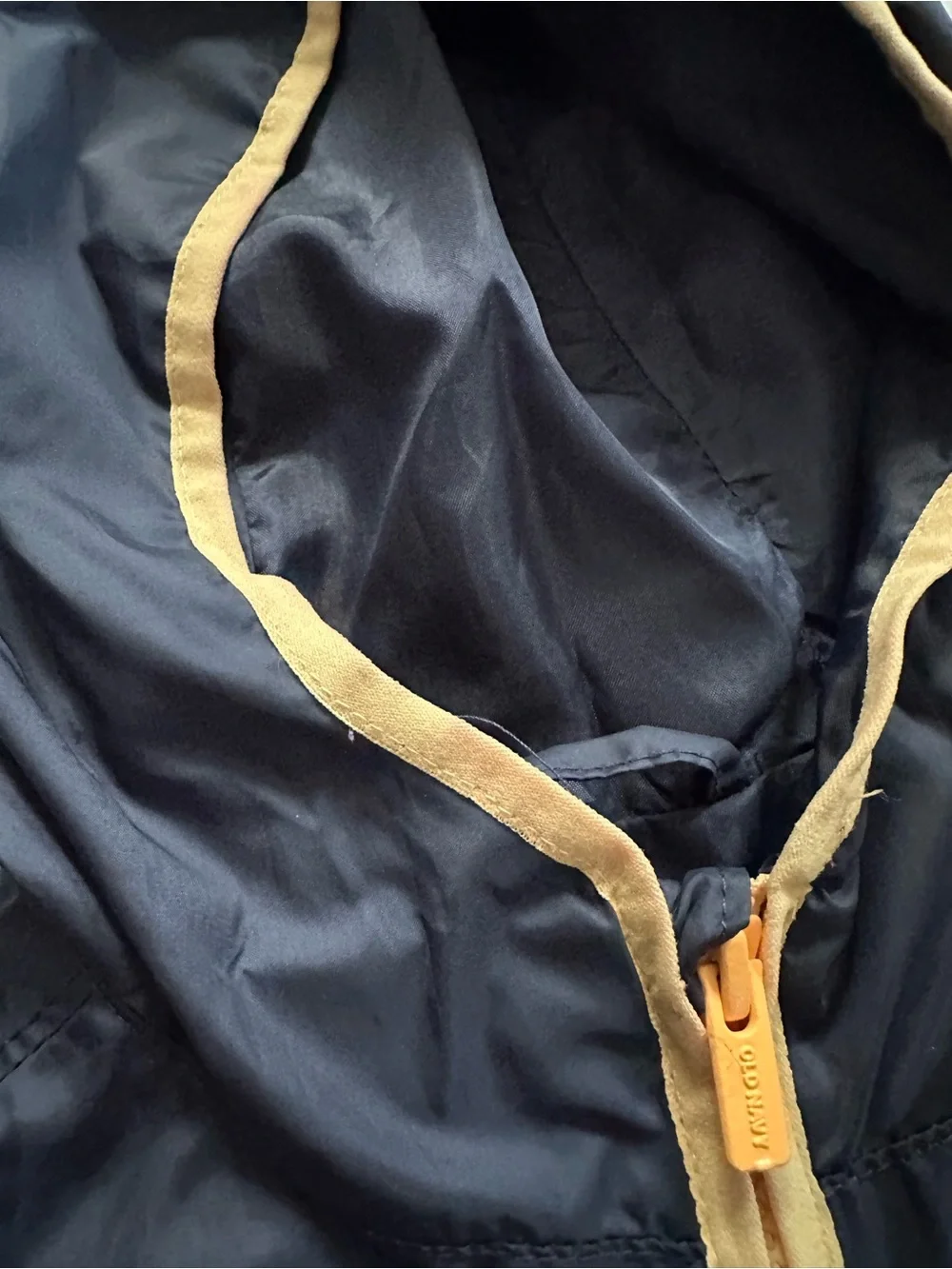 Old Navy Hooded Half Zip Windbreaker Jacket Navy Blue Yellow Contrast Toddler 2T